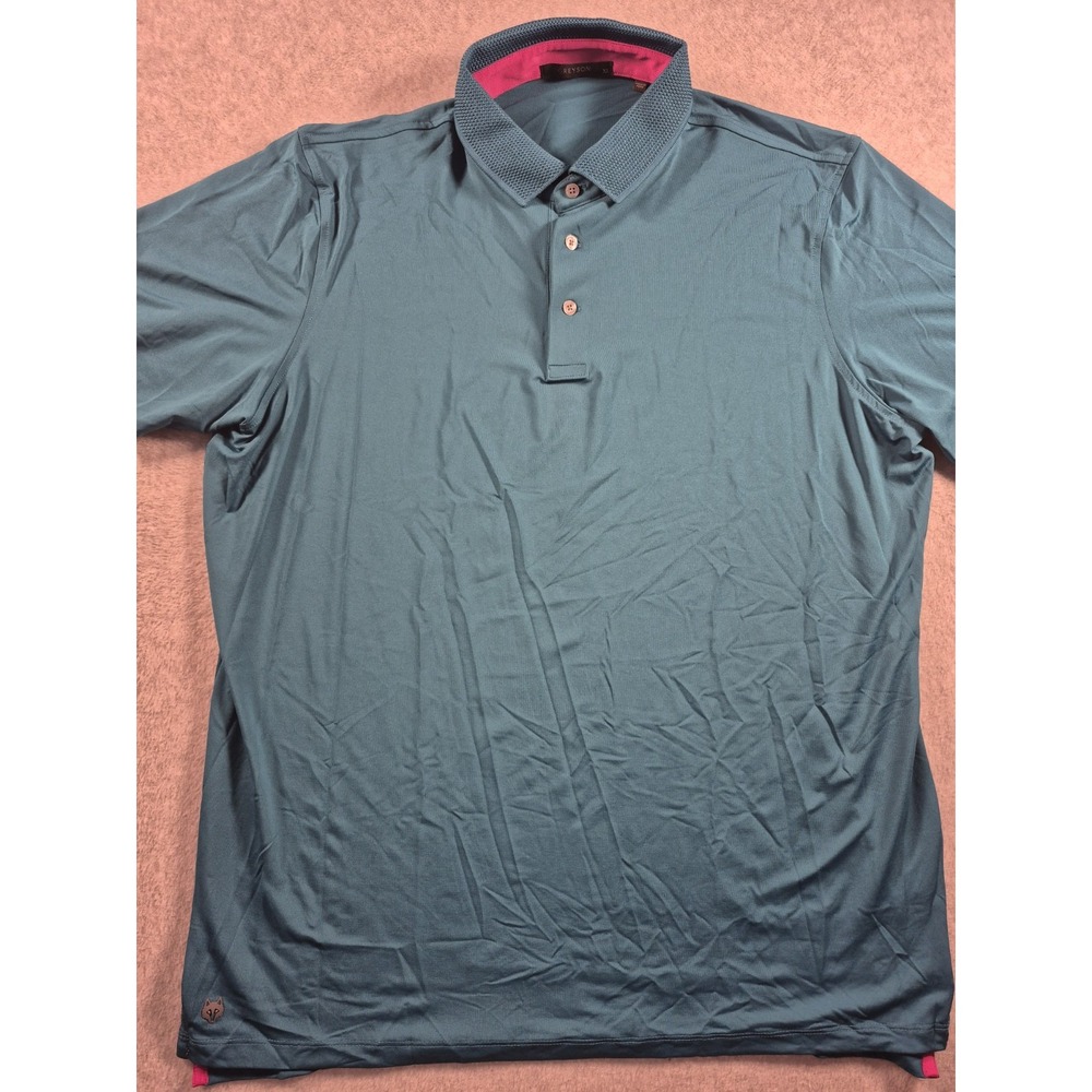 Greyson Mens Teal Blue Short Sleeve Lightweight Performance Polo Shirt Size XL